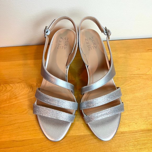 Naturalizer Women Taimi Silver Strappy Dress Sandals Heels Shoes 8.5 NEW‎ - Picture 3 of 13